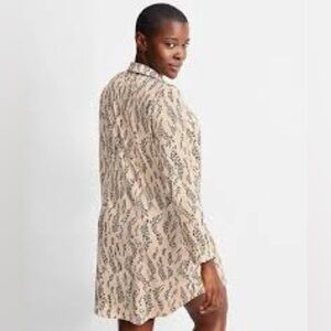 State of Day Women's Notch Collar Sleepshirt SZ M beige/black animal print modal